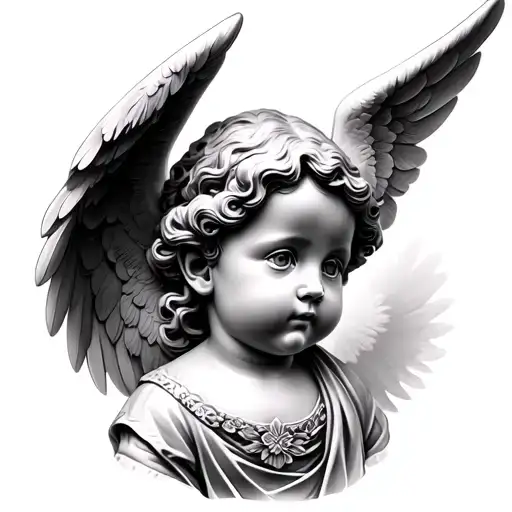 Baby Angel Portrait Bust Sculpture Style