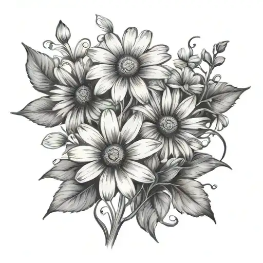 Daisy And Buttercup Flowers With Stems