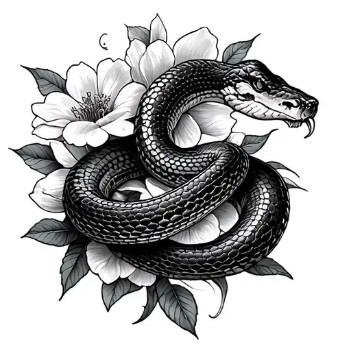 Snake And Flowers
