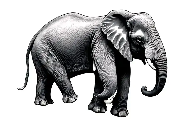 Elephant With Two Babies