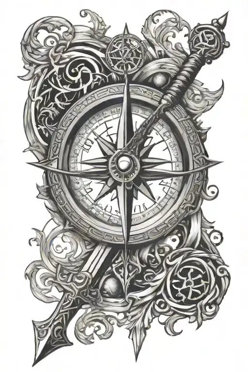 Viking Compass And Lord Of The Rings Sword