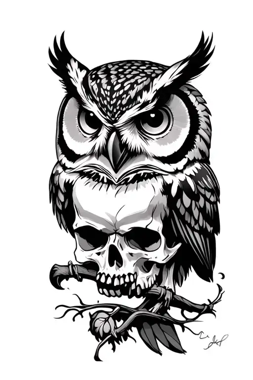Owl On Skull
