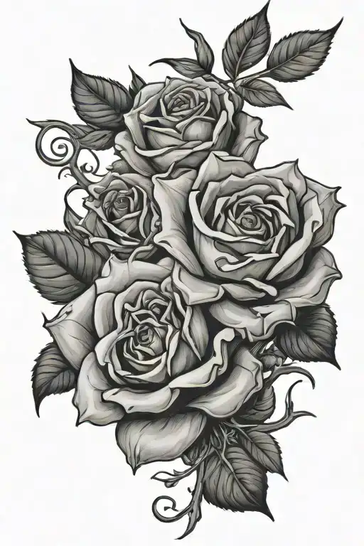 Rose And Gardenia Twined Together With Thorns