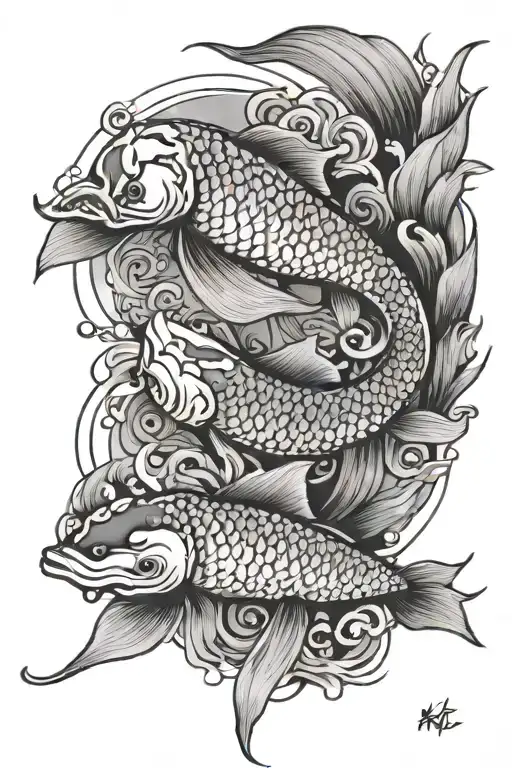 Pisces Koi Fish Ab Stract Design
