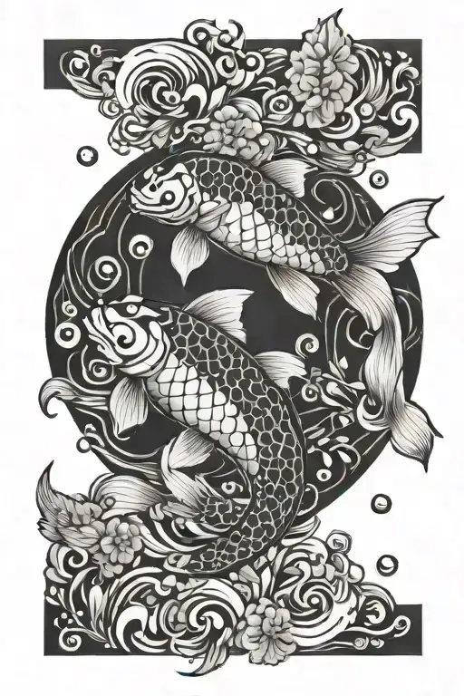 Pisces Koi Fish Abstract Design Inspired