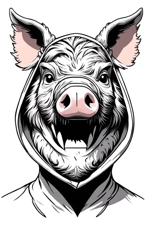 Saw Pig Mask With Hood And Hair