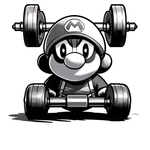 Shy Guy Character From Mario Kart Holding Weights