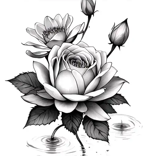 Rose And Water Lily
