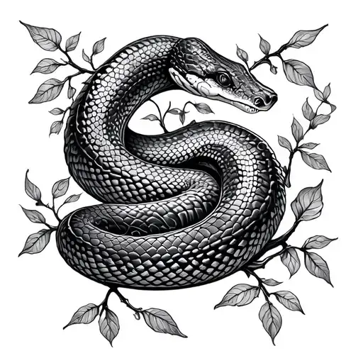 Delicate Snake Made From Vines Fine Line