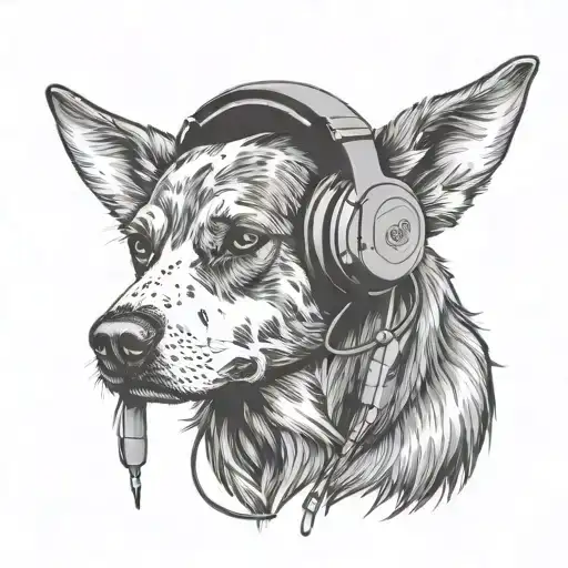 Dog Wearing Headphones Listening Rap Music