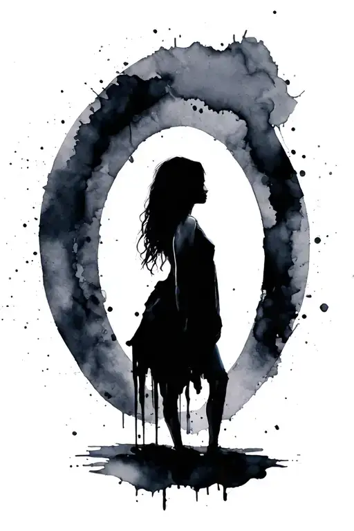 Minimalist Standing In A Cercle With Watercolor Blotch