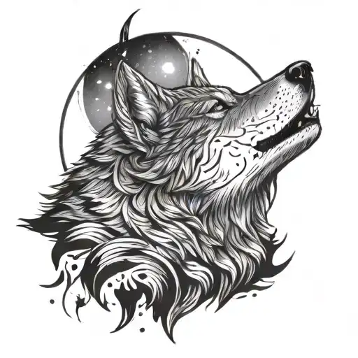 Wolf Surrounded In Moonlight