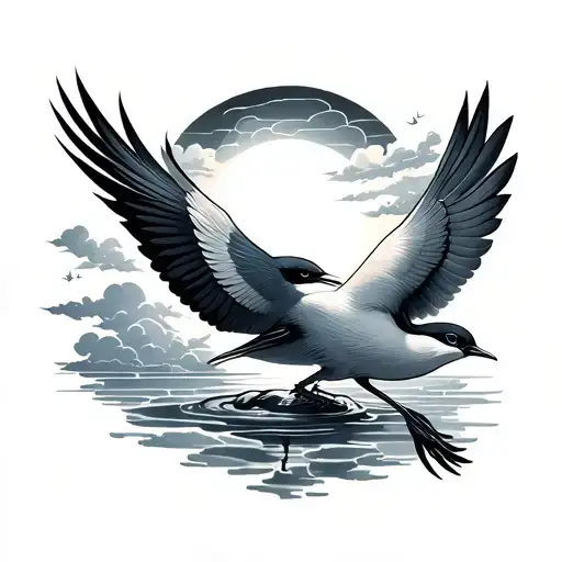 Birds Clouds Water And Sun