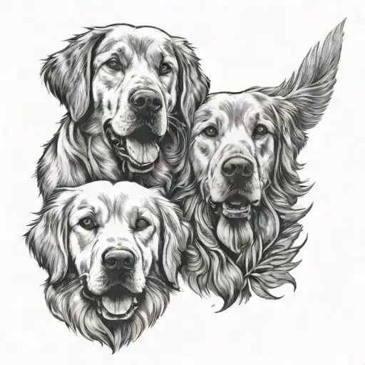 Dog Paw With Golden Retriever Dogs Portrait Inside