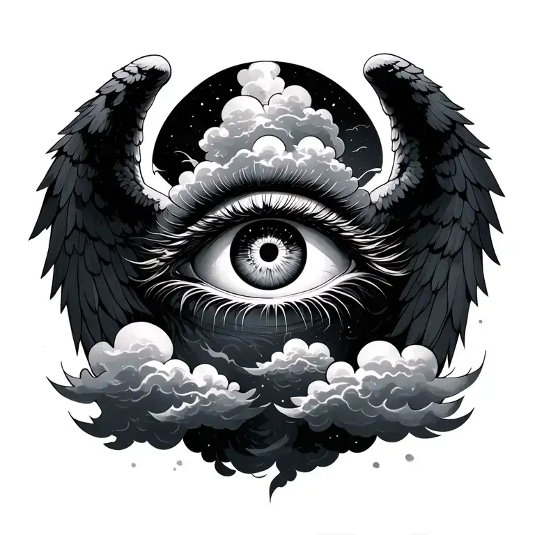 Angelic Fallen Angels All Seeing Eye Clouds