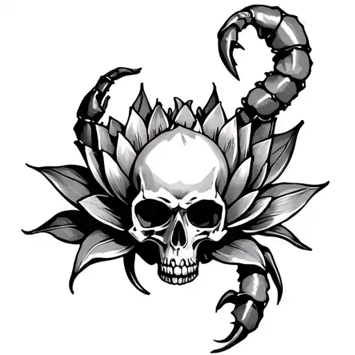 Skull Scorpion Lotus Flower
