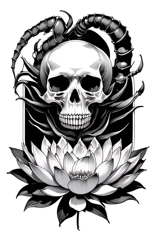 Skull Scorpion Lotus Flower