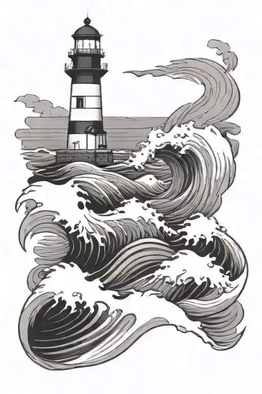Lighthouse Waves Crashing