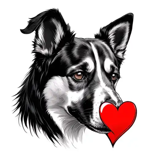 Feder Combined With A Heart And Eye Of A Dog