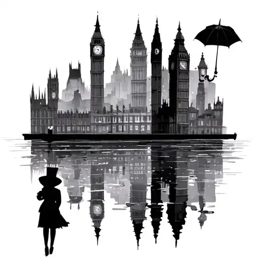 Mary Poppins London Skylines Reflecting