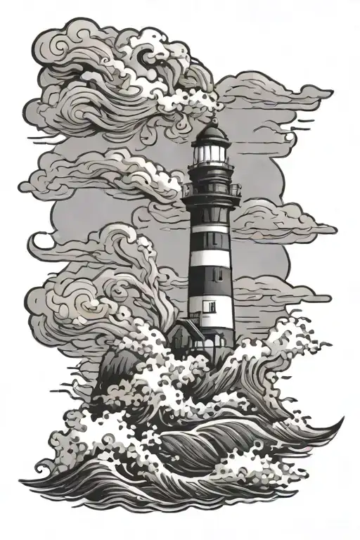 American Lighthouse Waves Crashing