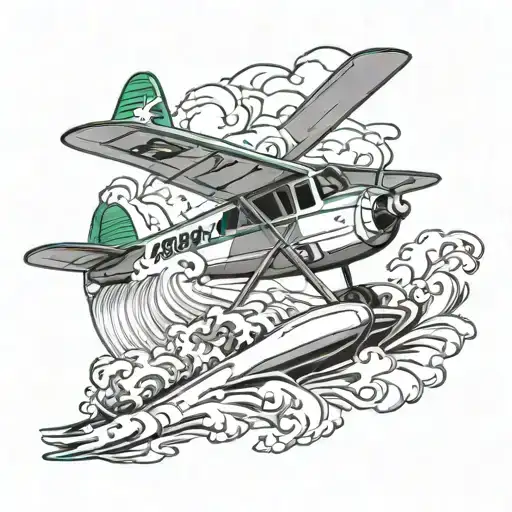 Cessna 150 Green Transition To Hawaiian Surf Wave Sleeve