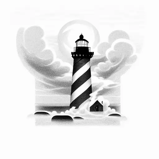 Night Storm Sea Lighthouse