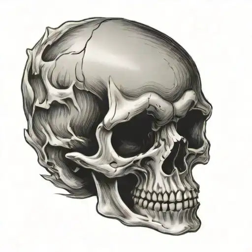 A Sad Skull Looking Depressed Head Tilted Down View From An Angle