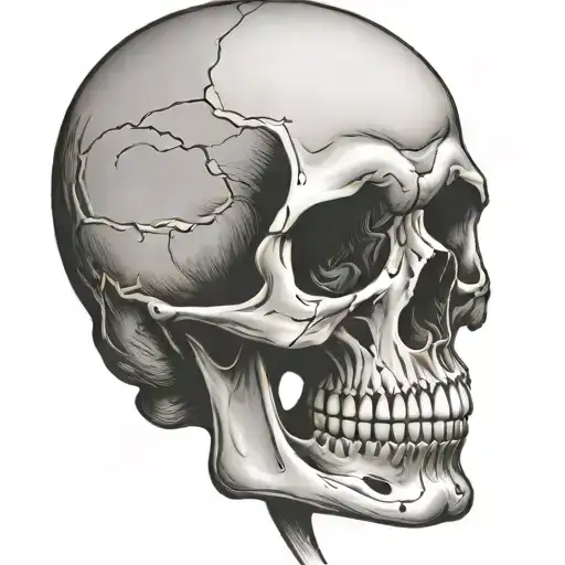 A Sad Skull Looking Depressed Head Tilted Down View From An Angle