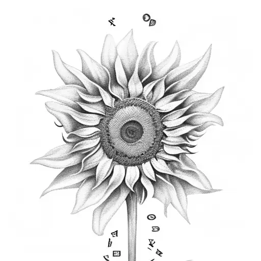 Sunflower With Roman Numerals
