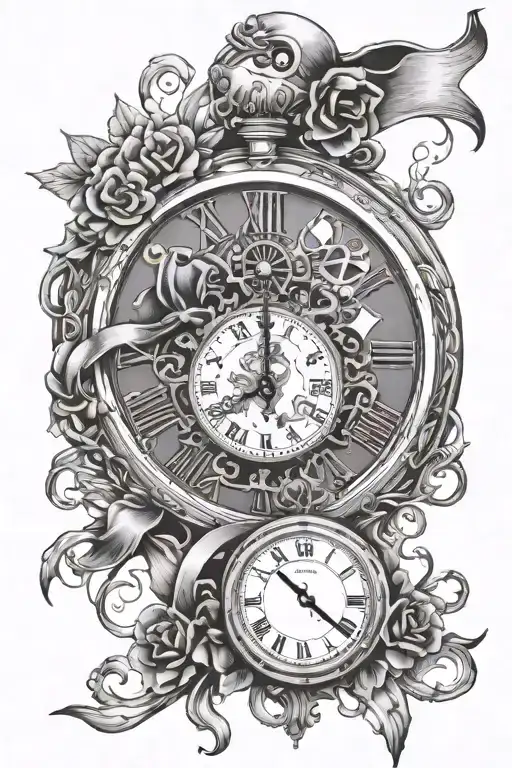 Clock Twins And Cancer Ribbon