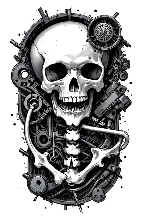 Skin Rip And Inside It Is A Forearm Bone Surrounded By Machine Parts