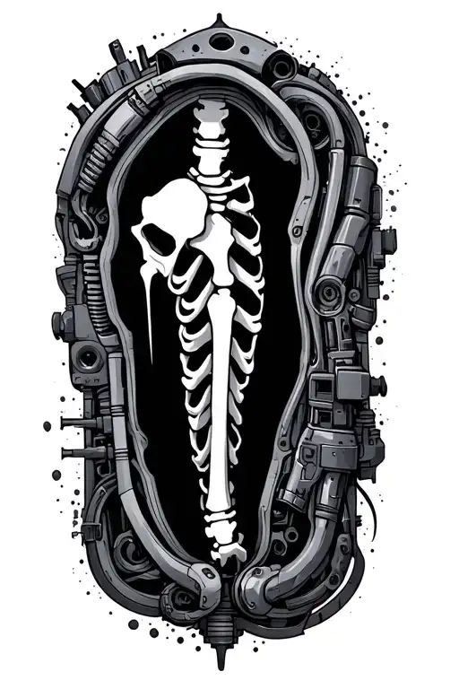 Skin Rip With A Forearm Bone Inside Surrounded By Machine Parts