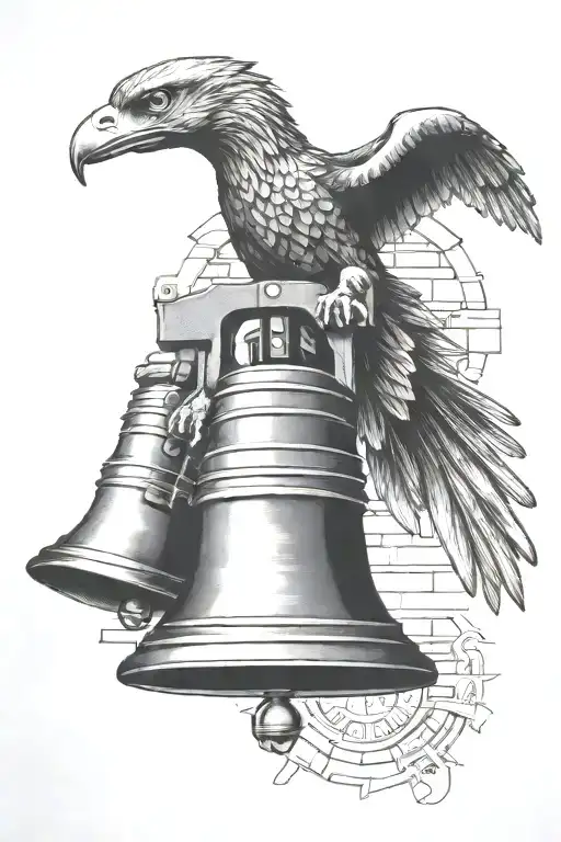 Eagle And Liberty Bell With Bricks