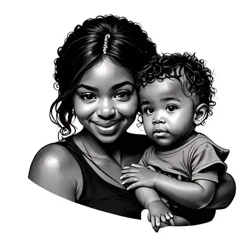 Black Mom Holding 2 Year Old Son