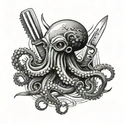Octopus Holding Utensils And Knifes
