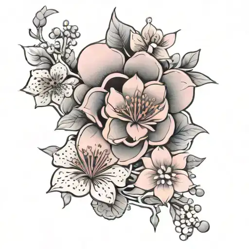 Japanese Pink Blossom With Adhd Molecule Surrounded