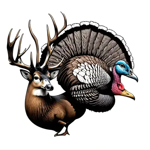 Left Arm Full Sleeve That Involves Duck Hunting Deer Hunting And Turkey Hunting