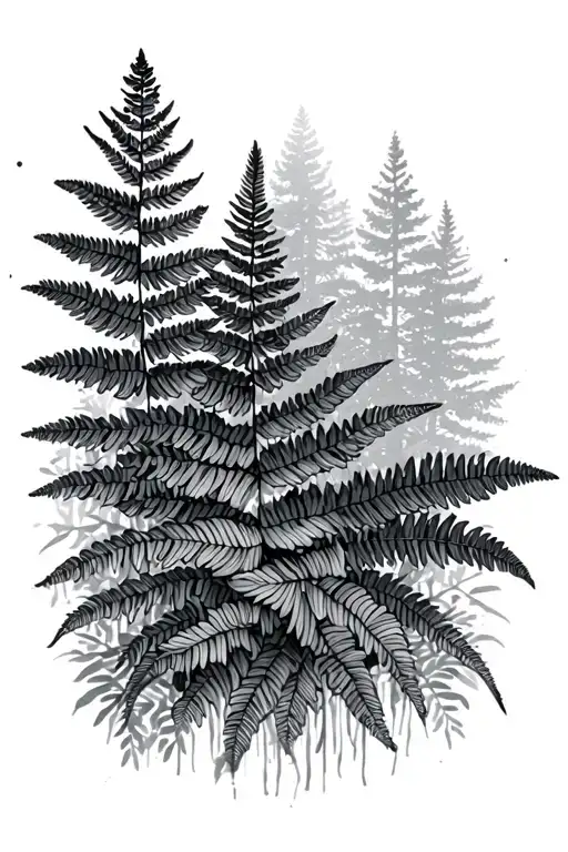 Pine Forest And Ferns