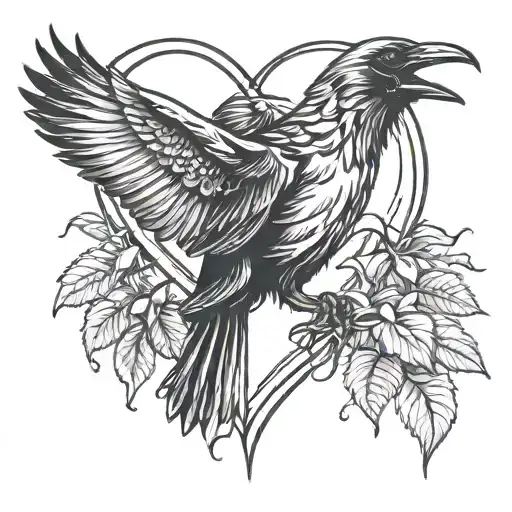 Raven On A Black Heart Bleeding Heart