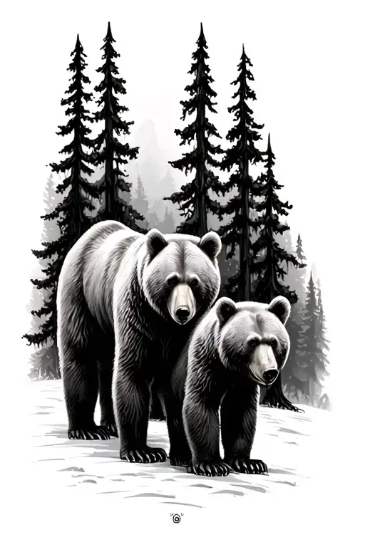 Three Bears With Redwood Trees