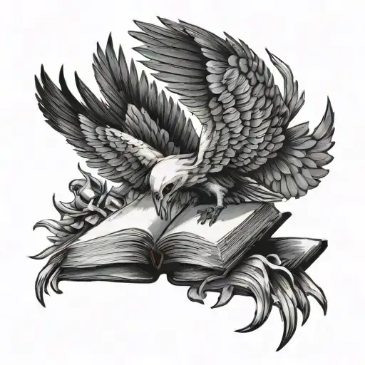 Skull Books Raven Wings Flying