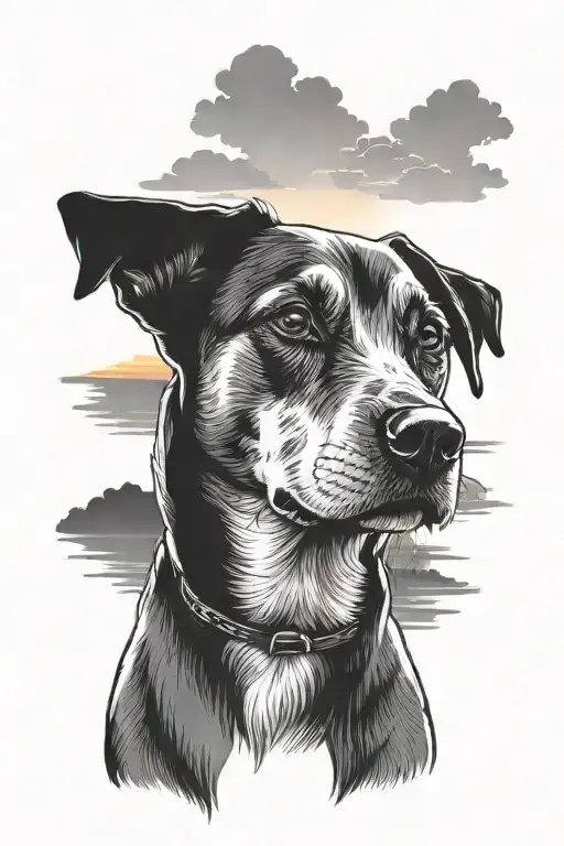 Dog Looking At Sunset