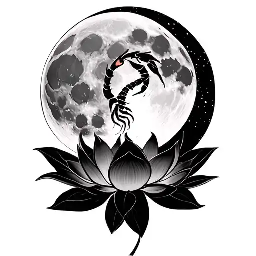 Lotus Flower Scorpio Full Moon Merging Together