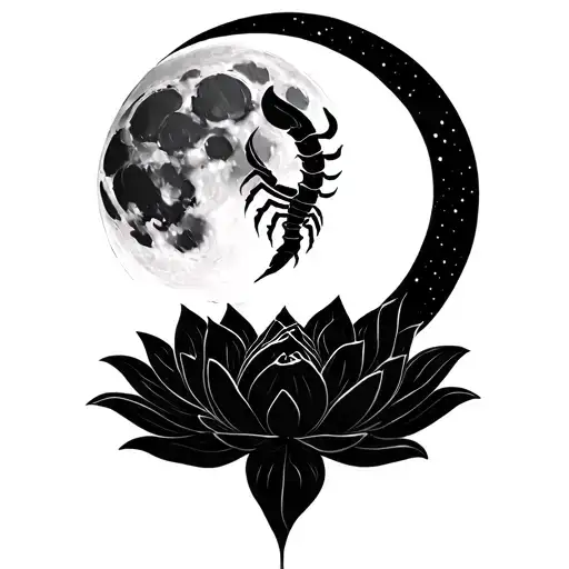 Lotus Flower Scorpio Star Sign Full Moon Merging Together
