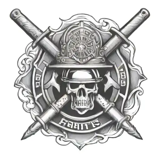 Incorporate A Firefighter Helmet And Axe Into A Marine Corps Emblem