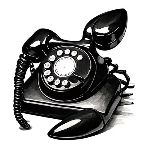 Dali's Lobster Telephone Painting In A Black And White Style