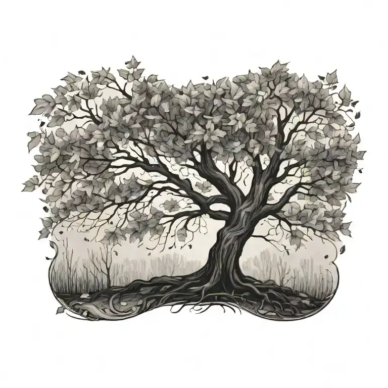 Tree And Falling Leaves