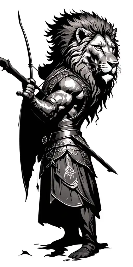 Lion Head Spartan Warrior Sagittarius Archer Shooting