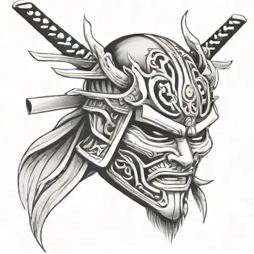 Samurai Mask's With Katana In This Mask